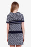 Christian Dior Navy Blue Oblique Cotton Hooded Mini Dress Size S