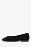 Pre-loved Chanel™ Black Tweed Leather Cap Toe Ballet Flats Size 38C