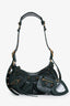 Balenciaga Green Croc Embossed Leather Le Cagole Shoulder Bag