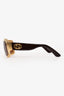 Gucci Gold/Brown GG Shield Sunglasses