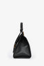 Gucci Black Pebbled Leather GG Marmont Small Top Handle Bag