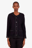 Pre-loved Chanel™ 2010 Black Wool Mohair Trimmed Cardigan + Sleeveless Top Set Size 42