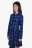 Maje Blue/Black Plaid Button Down Long Sleeve Shirt Dress Size 1