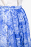 Christian Dior Blue/White Cotton Toile de Jouy Midi Skirt Size 14