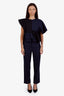 Gucci Navy Wool GG Logo Straight Leg Pants Size 38