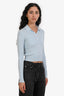 Frame Light Blue Ribbed Cropped Long Sleeve Polo Size XS