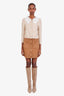 Burberry Brown Cotton Button Knit Mini Skirt Size M