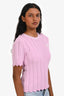 Maje Pink Chevron Knit Short Sleeve Sweater Size 1