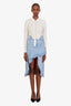 Off-White Light Blue Denim Ruffle Asymmetrical Midi Skirt Size 36