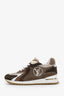 Louis Vuitton Khaki Suede and Canvas Monogram Run Away Sneakers Size 36.5