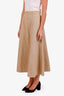 Christian Dior Brown/Beige Cotton Pleated Midi Skirt Size 4