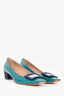 Roger Vivier Teal Blue/Navy Patent Leather Buckle Pumps Size 8.5