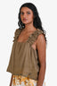 Frame Moss Green Ruffle Strap Tank Size XS