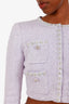 Self-Portrait Purple Embellished Sequin Cropped Knit Cardigan Size S