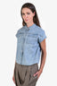 Brunello Cucinelli Blue Denim Light Wash Beaded Top Est Size XS
