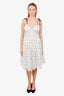 Self-Portrait White/Black Polka Dot Eyelet Lace Dress Size 8