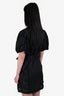 Black Ramie Lace Puff Sleeve Mini Dress Size S