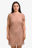 Burberry Peach Cotton Lace Short Sleeve Midi Dress Size 10 US