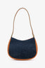 Celine Vintage Navy/Brown Suede Leather C Macadam Mini Shoulder Bag