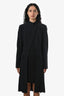 Alexander McQueen Black Crepe Pleated Overcoat Size 44
