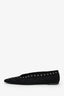 Toteme Black Suede Grommet Lace-Up Square Toe Flats Size 38