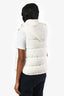 Brunello Cucinelli White Corduroy Beaded Zipper Pull Detachable Hood Puffer Vest Size 42