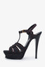 Saint Laurent Blue Denim Open Toe Platform Heels Size 38