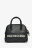 Balenciaga Black Leather Logo XXS Ville Leather Top Handle Bag with Strap