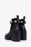 Gucci Black Leather Crystal Embellished Ankle Boots Size 37.5