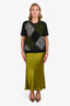 Sies Marjan Green Satin Maxi Skirt Size 10