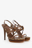 Gucci Brown Leather Bamboo Platform Sandals Size 40