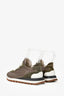 Brunello Cucinelli Olive Green Nylon Suede Trim Lace-Up Sneakers Size 37