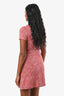 Maje Robe courte en tweed rouge/blanc boutonnée à manches courtes Taille 34