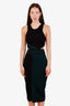Ronny Kobo Black/Green Stretchy Zippered Cut Out Midi Dress Size M