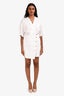 Sandro White Satin Floral Short Sleeve Button Up Dress Size 36