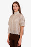 Moncler Metallic Sheer Short Sleeve Top Size 2