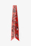 Salvatore Ferragamo Red Silk Floral Print Twilly