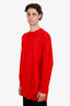 Balenciaga Red Cotton Logo All Over Sweater Size XS Mens