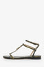 Jimmy Choo Green/Grey Snake Alodie Flat Sandals Size 38.5