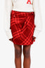 Burberry Red Check Pattern Wool Mini Skirt Size US 6