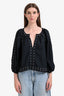 The Great Black Cotton Studded Puff Sleeve Top Size 1