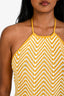 Ronny Kobo Yellow/White Crochet Halter Mini Dress Size S