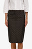 Gucci Tom Ford 1998 Runway Brown GG Supreme Midi Pencil Skirt Size 40