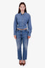 Pre-Loved Chanel™ 2025 Blue Denim Logo Jeans Size 40