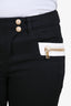 Balmain Black/White Gold Zipper Detail Crop Skinny Jeans Size 36