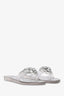 Stuart Weitzman Silver Leather Flower Jelly Sandals Size 10