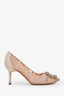 Manolo Blahnik Beige Lace Satin Hangisi Pumps Size 36.5