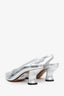 Dries Van Noten Silver Metallic Leather Slingback Sandals Size 39.5
