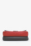 Fendi Red/Grey Leather Flowerland Micro Double Baguette with Chain