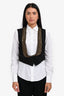 Etro Black Studded Vest Waistcoat with Striped Back Size 46
